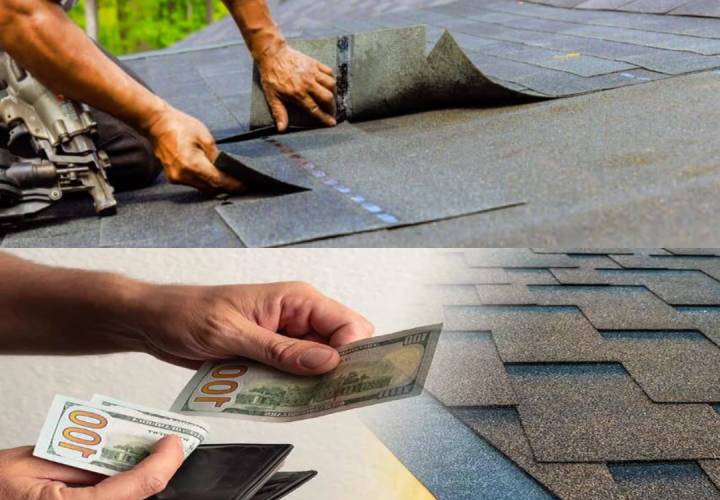 Detailed roof repair estimate on clipboard with clear scope of work.